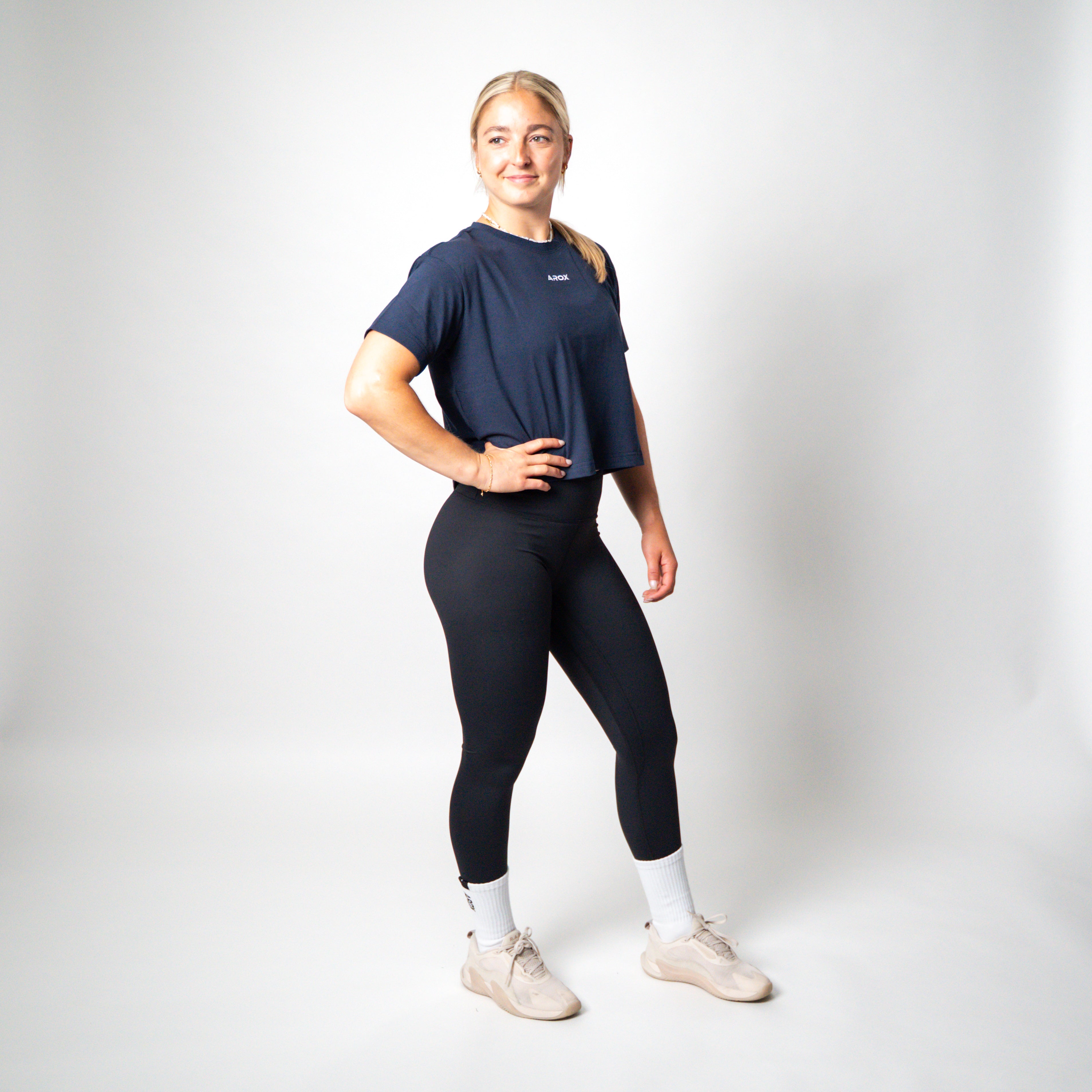 Women's sportstech box crop t-shirt grey