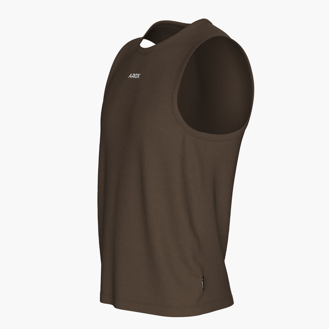 SportsTech men no sleeve (Mörkbrun)