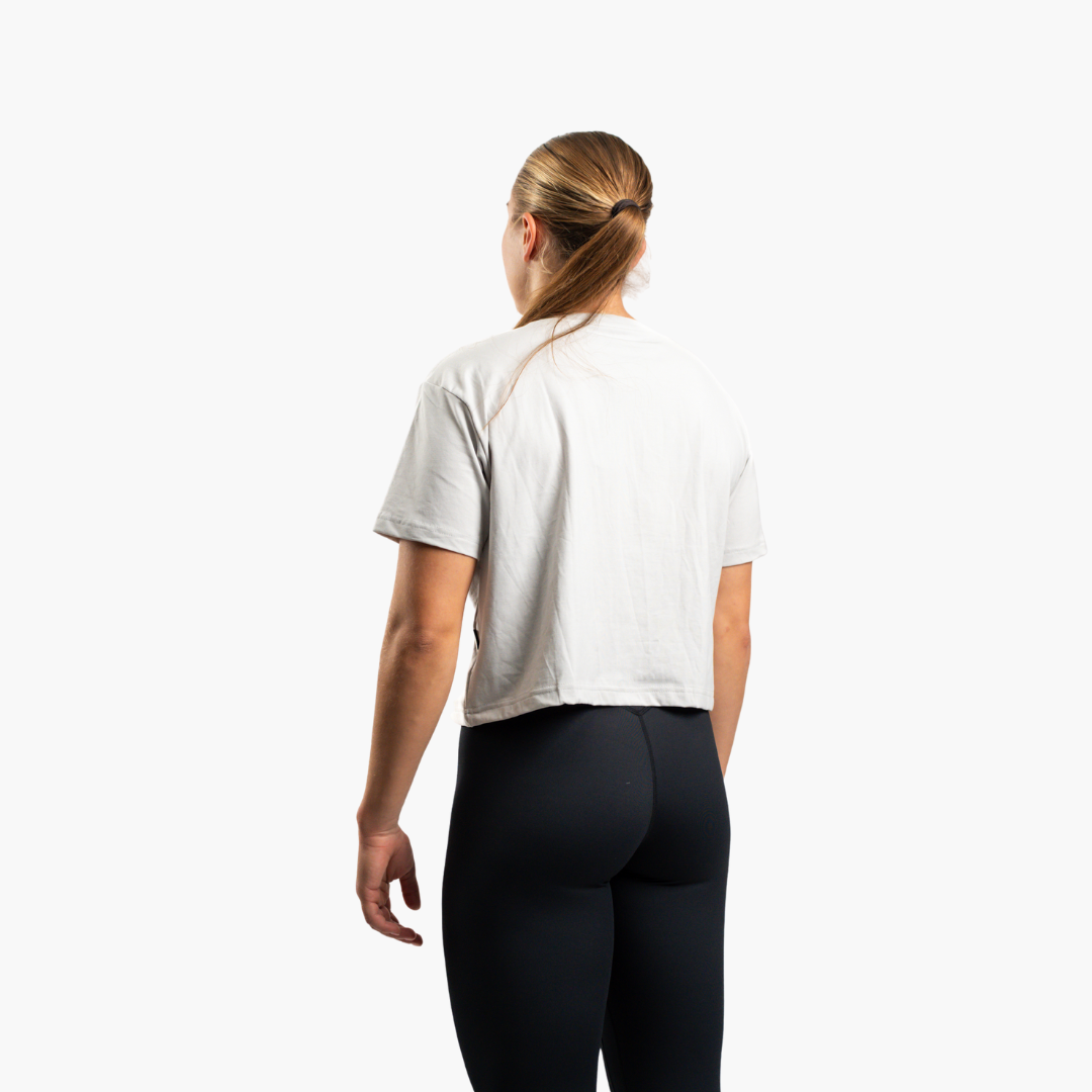 Women's sportstech box crop t-shirt (Light grey)