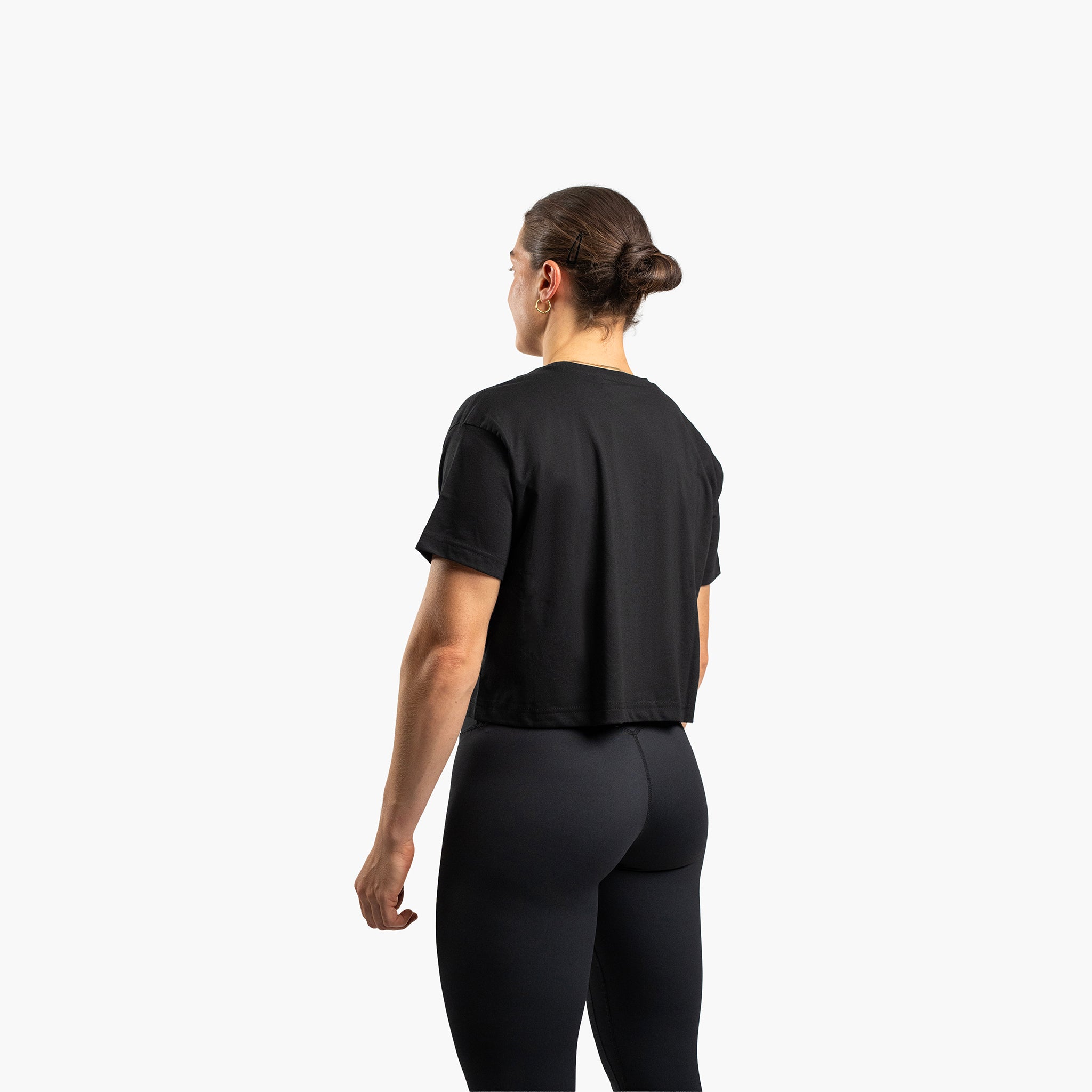 Women's sportstech box crop t-shirt (Svart)